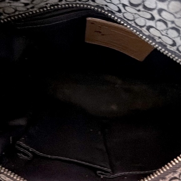 COACH Gallery Navy Blue Signature Logo Tan Leather Shoulder Tote Bag F11526 - Picture 15 of 16